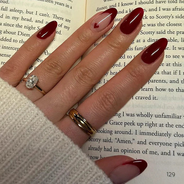 N-216- Pink and maroon french tip