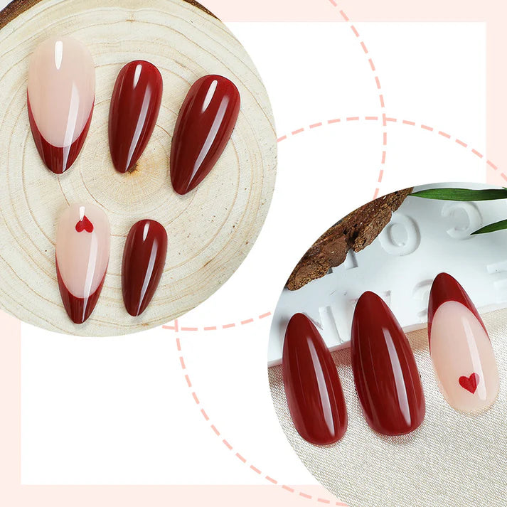 N-216- Pink and maroon french tip