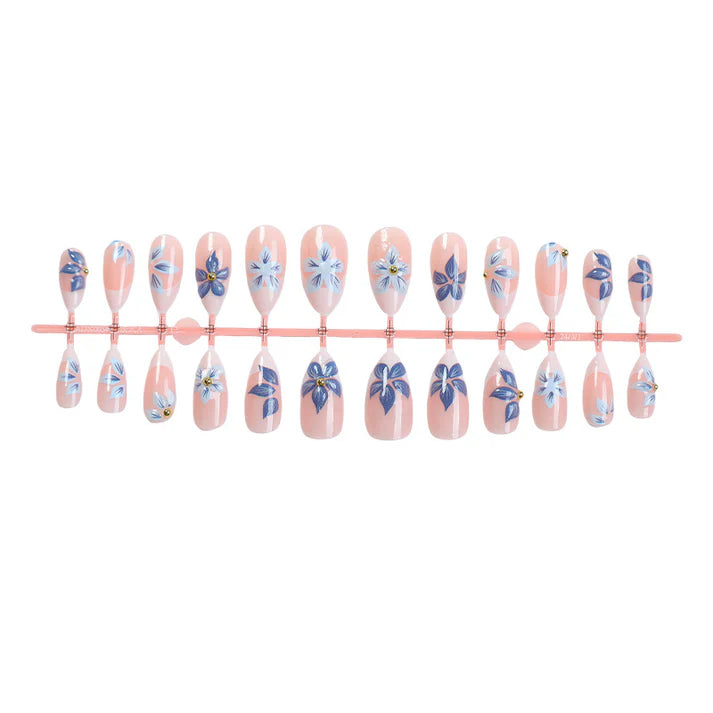 N-205 - Watercolor Blue Foiled Flowers
