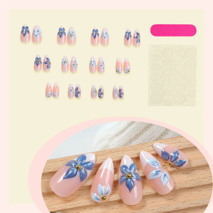 N-205 - Watercolor Blue Foiled Flowers