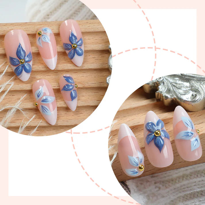 N-205 - Watercolor Blue Foiled Flowers
