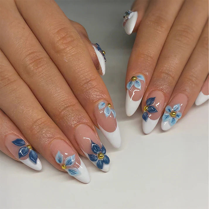 N-205 - Watercolor Blue Foiled Flowers